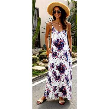 Supnier Women's Floral Maxi Dress with Pockets