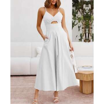 BTFBM Women 2025 Summer Spaghetti Strap Dress Sleeveless V Neck Cutout Slit Casual Beach Party Maxi ...