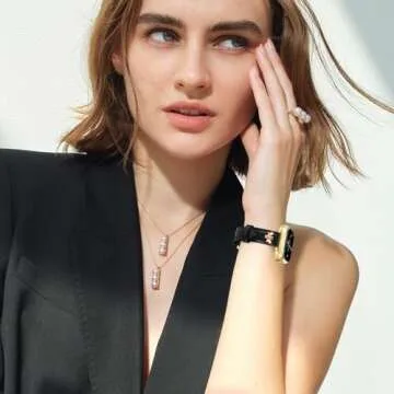 JR.DM Slim Leather Bands Compatible with Apple Watch Band 38mm 40mm 41mm 42mm 44mm 45mm 46mm 49mm, Top Genuine Leather Band with Charms, Feminine Design for Iwatch Ultra SE Series 10 9 8 7 6 5 4 3 2 1