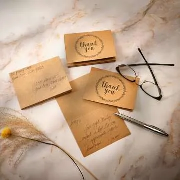 BEST PAPER GREETINGS 120 Pack 3.5x5-inch Bulk Kraft Thank You Cards with Envelopes - Blank Appreciation Gift Notes for Wedding, Teachers and Kids