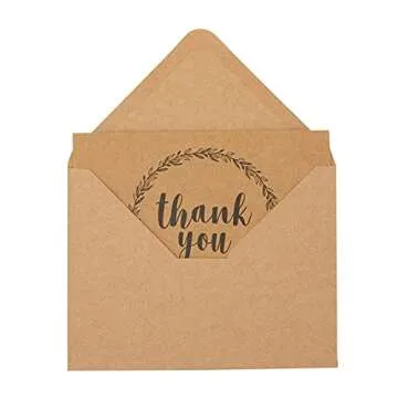 BEST PAPER GREETINGS 120 Pack 3.5x5-inch Bulk Kraft Thank You Cards with Envelopes - Blank Appreciation Gift Notes for Wedding, Teachers and Kids