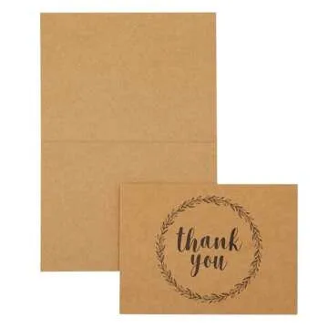 BEST PAPER GREETINGS 120 Pack 3.5x5-inch Bulk Kraft Thank You Cards with Envelopes - Blank Appreciation Gift Notes for Wedding, Teachers and Kids