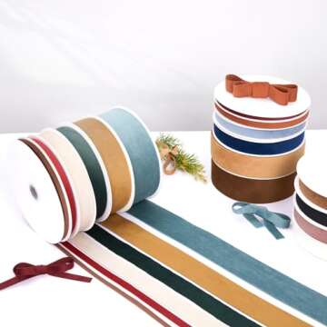 Brown Velvet Ribbon Double Faced 1 inch Continuous 20 Yards Use for Christmas Tree Ornaments, Gift W...