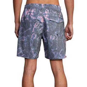 RVCA Men's Standard 4-Way Stretch Waist 17 INCH Boardshort, Elastic Trunk 17/Black Dye, Medium
