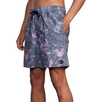 RVCA Men's Standard 4-Way Stretch Waist 17 INCH Boardshort, Elastic Trunk 17/Black Dye, Medium