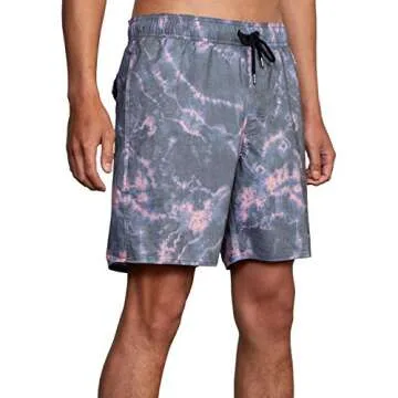 RVCA Men's Standard 4-Way Stretch Waist 17 INCH Boardshort, Elastic Trunk 17/Black Dye, Medium