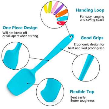 Silicone Spatula Set of 7, P&P CHEF Heat-Resistant Rubber Spatulas Kitchen Utensils Set for Non-stic...