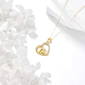 KECHO 14K Solid Gold Dad Daughter Necklace Elegant Gift