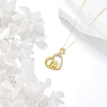 KECHO 14K Solid Gold Dad Daughter Necklace Elegant Gift