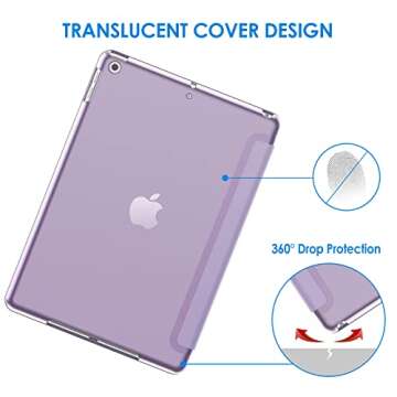 JETech Case for iPad 10.2-Inch (2021/2020/2019 Model, 9/8/7 Generation), Auto Wake/Sleep Cover (Light Purple)