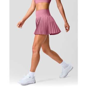 SANTINY Pleated Tennis Skirt for Women with Pockets Shorts Women's High Waisted Lightweight Athletic Golf Skorts Skirts for Casual(Dusty Pink_S)