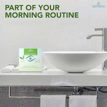 NOVEHA 60PCs Tea Tree Oil Eyelid & Lash Wipes | With Hyaluronic Acid, Green Tea & Chamomile For Blepharitis, Itchy & Stye Eyes, Individually Wrapped, Natural Eyelash Makeup Remover & Daily Cleanser