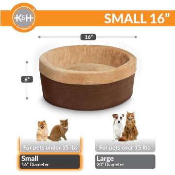 K&H Pet Products Thermo-Kitty Bed Heated Cat Beds for Indoor Cats & Dogs, Calming Warming Pillow Pet...