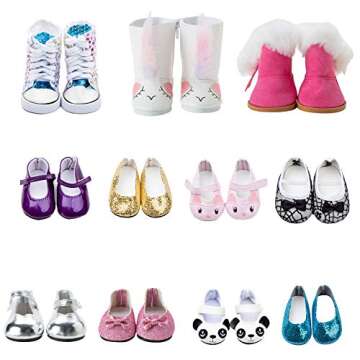 9 Pairs Doll Shoes Fits 18-Inch American Doll Accessories 100% Get 3 Pairs Doll Boots