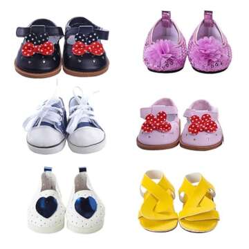 9 Pairs Doll Shoes Fits 18-Inch American Doll Accessories 100% Get 3 Pairs Doll Boots