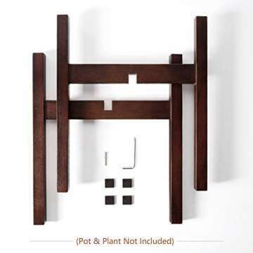 Mkono Plant Stand Mid Century Wood Flower Pot Holder Indoor Potted Rack Modern Home Decor, Up to 10 Inch Planter (Plant and Pot NOT Included), Dark Brown Square Leg