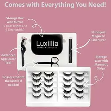 Luxillia Magnetic Eyelashes with Eyeliner Set for Natural Glam