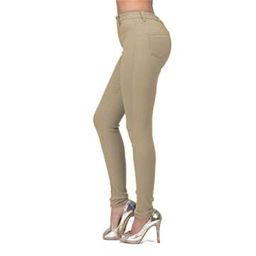 High Waisted-Rise Colored Stretch Skinny Destroyed Ripped Distressed Jeans for Women Olive Mustard R...