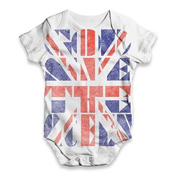 ALL-OVER PRINT Bodysuit Onesie Union Jack God Save the Queen Baby Unisex ALL-OVER PRINT Baby Grow Bodysuit 3-6 Months White