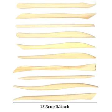 Honbay 10-Piece Double Ended Wooden Mini Modeling Tools Clay Sculpture Tools for Cutting, Carving and Smoothing