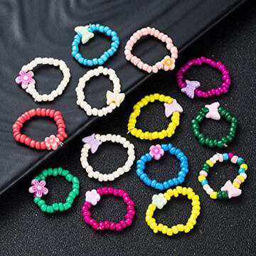 K&Y 25 Pcs Colorful Resin Acrylic Ring Set for Women