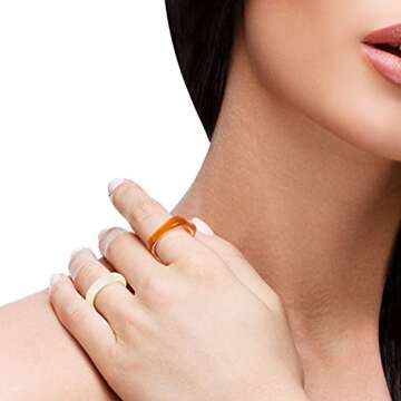 K&Y 25 Pcs Colorful Resin Acrylic Ring Set for Women