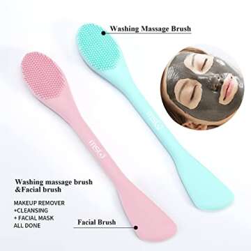 MSQ Silicone Face Mask Brush, Soft Facial Cleansing Scrubber, 2 Pack Double-End Facial Mask Brush fo...