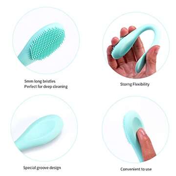 MSQ Silicone Face Mask Brush, Soft Facial Cleansing Scrubber, 2 Pack Double-End Facial Mask Brush for Mud, Clay, Charcoal Mixed Mask, DIY, Skincare Applicator Tools (Pink)