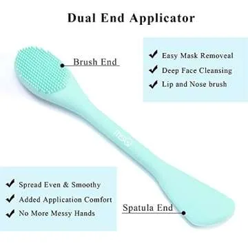 MSQ Silicone Face Mask Brush, Soft Facial Cleansing Scrubber, 2 Pack Double-End Facial Mask Brush for Mud, Clay, Charcoal Mixed Mask, DIY, Skincare Applicator Tools (Pink)