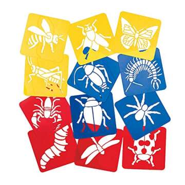 Fun Express Big Bug Stencils - 12 Pieces - Educational and Learning Activities for Kids