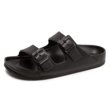 FUNKYMONKEY Women's Adjustable EVA Comfort Slides - Black