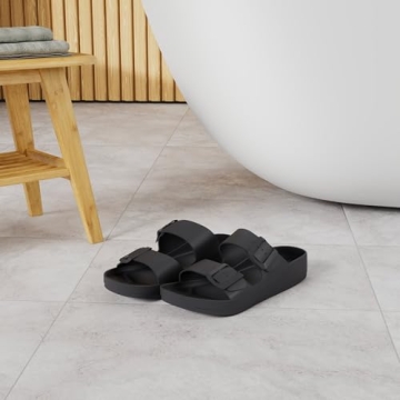 FUNKYMONKEY Women's Adjustable EVA Comfort Slides - Black