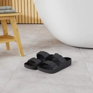 FUNKYMONKEY Women's Adjustable EVA Comfort Slides - Black