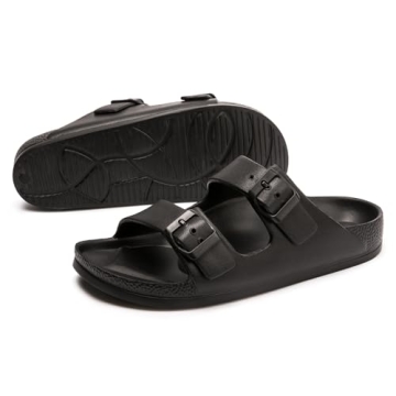 FUNKYMONKEY Women's Adjustable EVA Comfort Slides - Black
