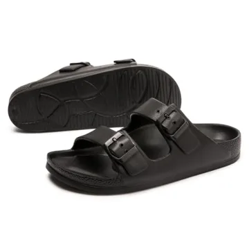 FUNKYMONKEY Women's Adjustable EVA Comfort Slides - Black