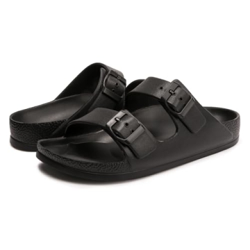 FUNKYMONKEY Women's Adjustable EVA Comfort Slides - Black
