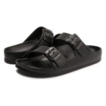 FUNKYMONKEY Women's Adjustable EVA Comfort Slides - Black