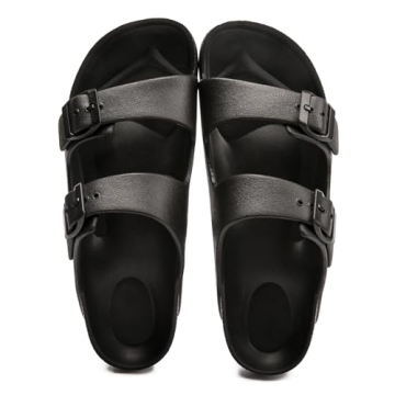FUNKYMONKEY Women's Adjustable EVA Comfort Slides - Black