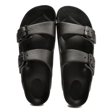 FUNKYMONKEY Women's Adjustable EVA Comfort Slides - Black