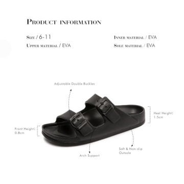 FUNKYMONKEY Women's Adjustable EVA Comfort Slides - Black