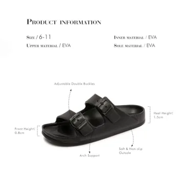 FUNKYMONKEY Women's Adjustable EVA Comfort Slides - Black