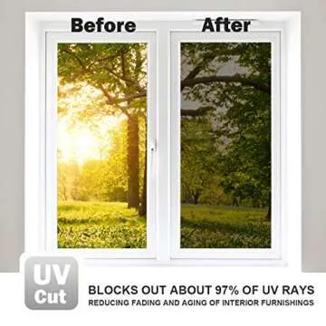 WPCTEV Reflective Window Film Mirror One Way Daytime Privacy Anti UV Static Cling Window Film Removable Decorative Screen Stickers Black & Silver 6 Mil 35.4 Inch x 6.5 Feet