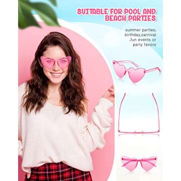 Chicpop 8 Pairs Heart Shape Sunglasses Rimless Glasses Party Favors Breast Cancer Awareness Accessories for Women