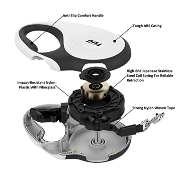 TUG 360° Retractable Dog Leash | 16 ft Strong Nylon Tape