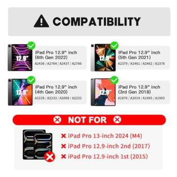 NOKBABO iPad Pro 12.9 inch Case with Keyboard, Rainbow Backlits, Pencil Holder, 360° Rotatable, Key...