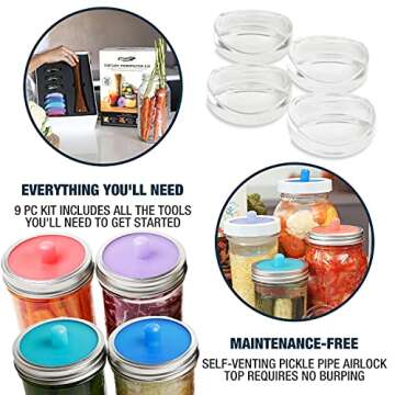 Masontops Complete Mason Jar Fermentation Kit - Easy Small/Regular Mouth Jars Vegetable Fermenting Set - DIY Equipment Essentials
