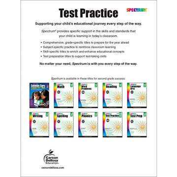 Spectrum Test Practice 2nd Grade Workbook, Math, Language Arts, Reading Comprehension, Grammar, Spel...