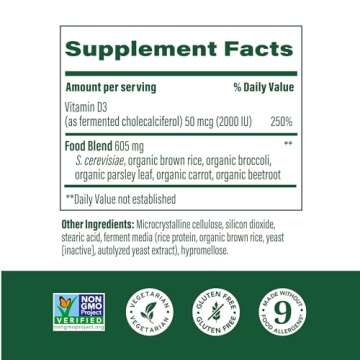 MegaFood Vitamin D3 2000 IU (50 mcg) - Vitamin D Supplements With Real Food, Immune Support, Support...