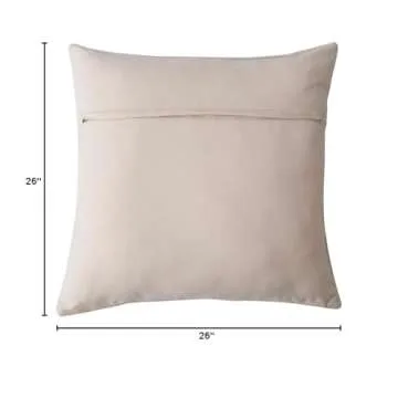 Creative Co-Op Square Cotton Pillow with "Merry Christmas" Embroidery, Cream and Sienna