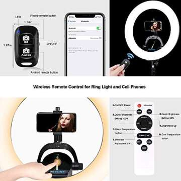UBeesize Ring Light Kit: 17.5” Led Ring Light with Wireless Control, Professional Bi-Color 3000K-6000K Circle Lights, Up to 5000Lux, Compatible with DSLR Cameras, Cell Phones and Webcams
